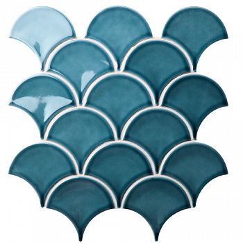 Malla Decorativa Fishscale Fan Shape Blue 259 x 273 mm Fika